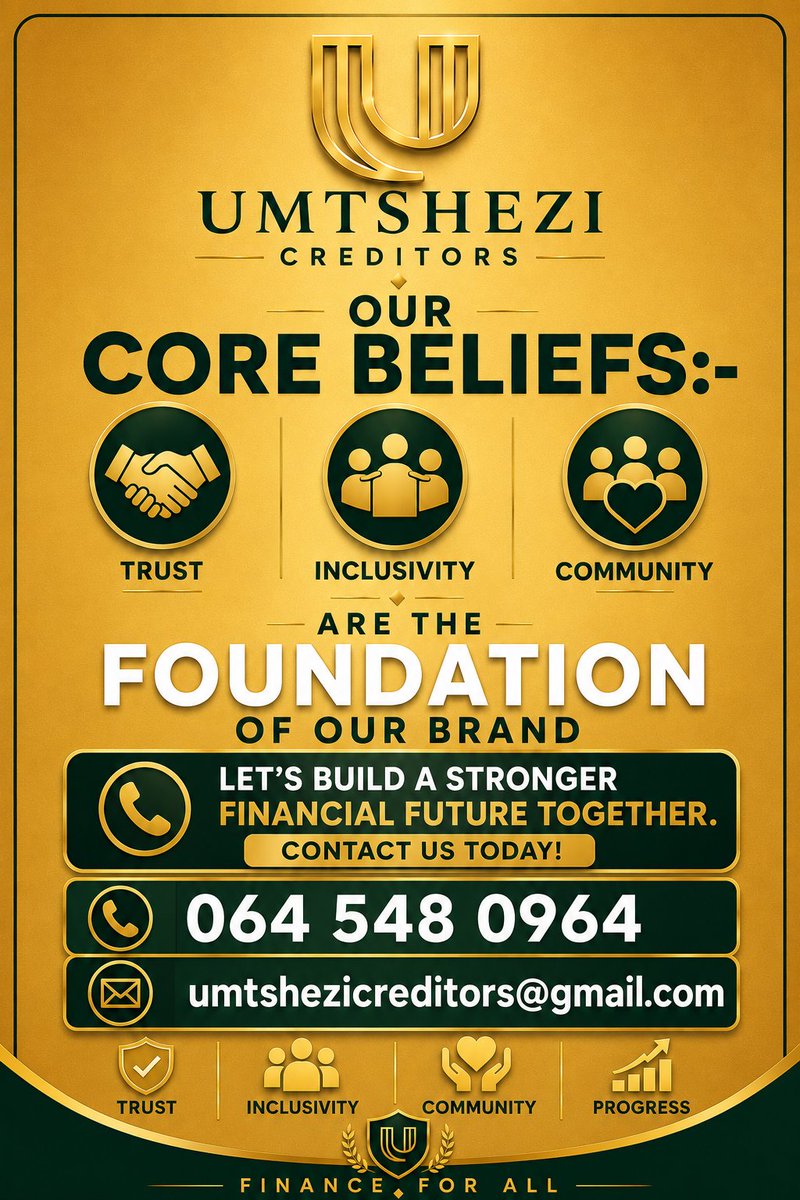 uMtsheziCredit's tweet photo. We believe in Trust, Inclusivity and Community.

#trust #inclusivity #community #financeforall #umtshezicreditors https://t.co/W8uY8xwPMo