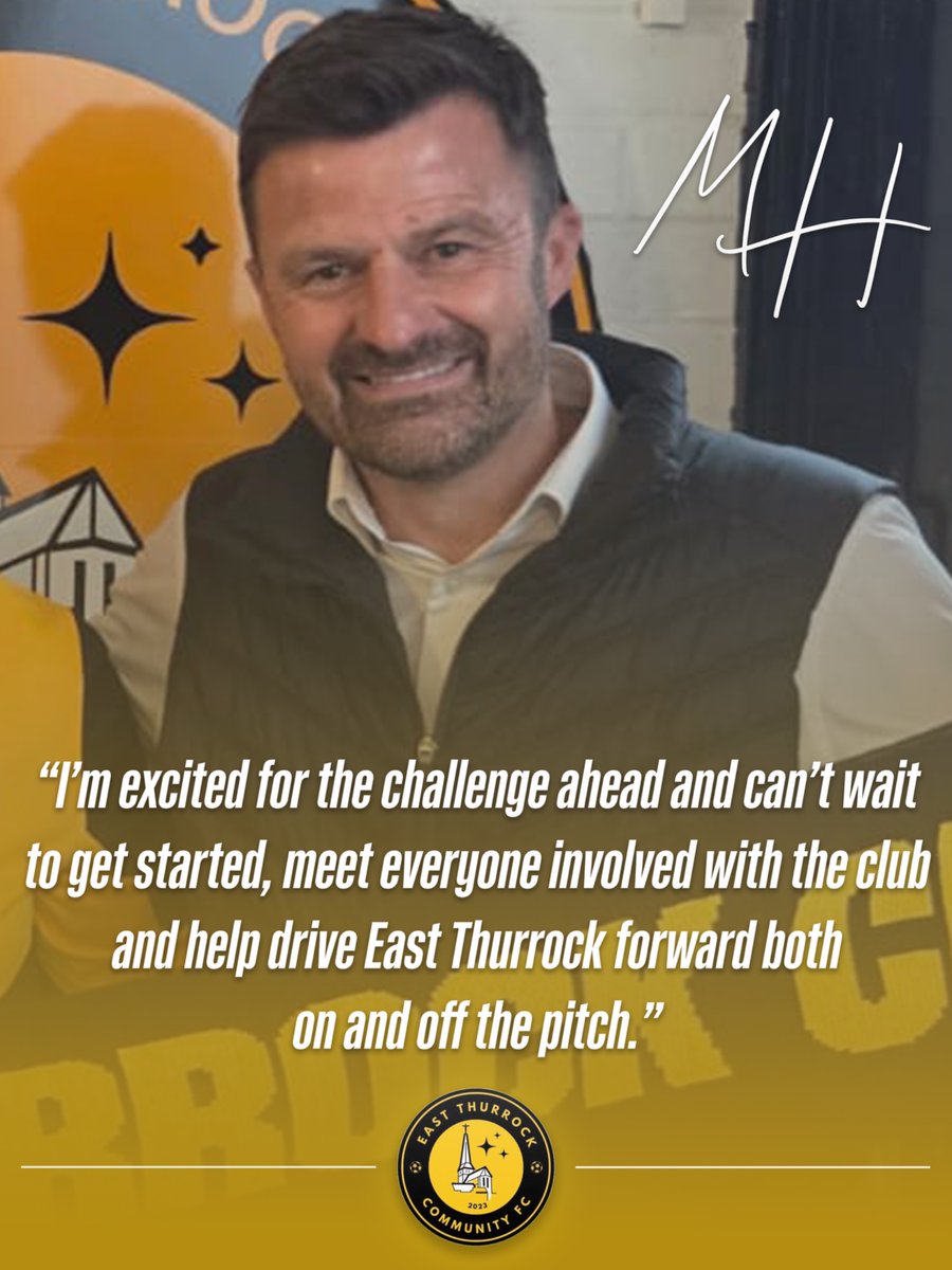 EastThurrockCFC's tweet photo. Michael Hart’s thoughts on joining the management team 💛🖤

“I’m delighted to be joining East Thurrock as joint manager alongside Kevin. Firstly, I’d like to thank the club for giving me this opportunity and for placing their trust in me.”

More quotes below ⬇️ 

#ETCFC #COYR https://t.co/blvaewbnOq