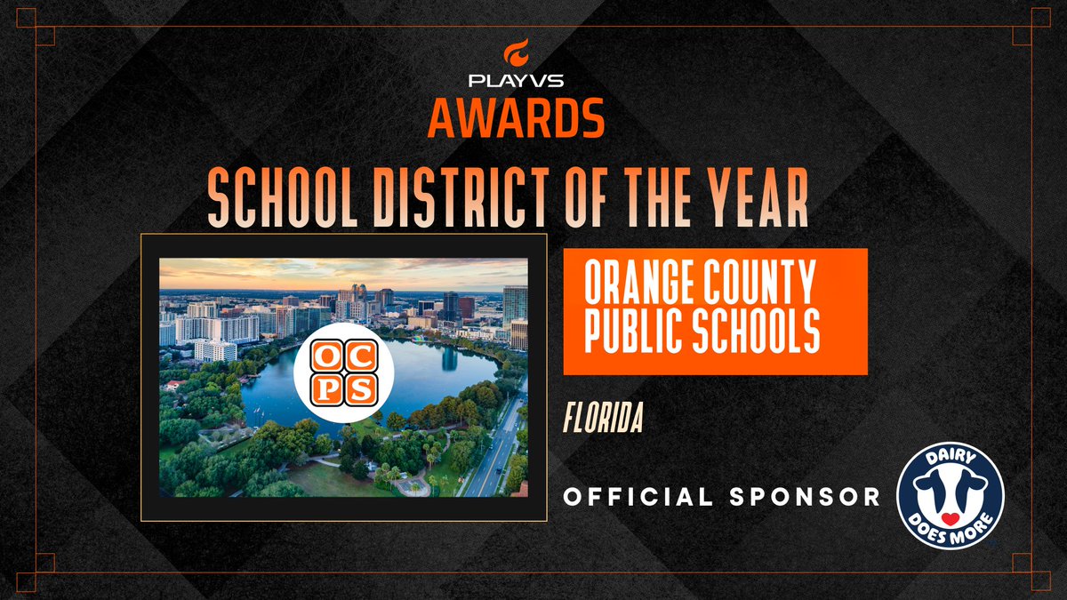 playvs's tweet photo. 🏆 Congratulations to Orange County Public Schools (@OCPSnews), our School District of the Year!

A longtime champion of scholastic esports, OCPS continues to create incredible opportunities for students through its commitment to innovation, engagement, and competitive gaming.

Thank you to @FloridaMilk for sponsoring this award and helping us celebrate a district making a difference for students every day. 🎮🥛