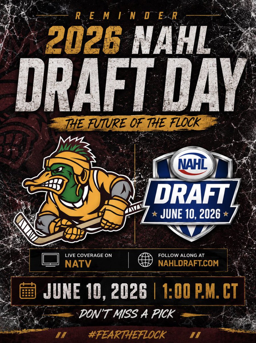 mnmallards's tweet photo. Draft Day is almost here. 👀

Who will be the next player to wear the Mallards sweater?

🗓️ June 10 | 1:00 PM CT

#FearTheFlock #NAHLDraft #FlyMallardsFly https://t.co/0A0dG9ah0o