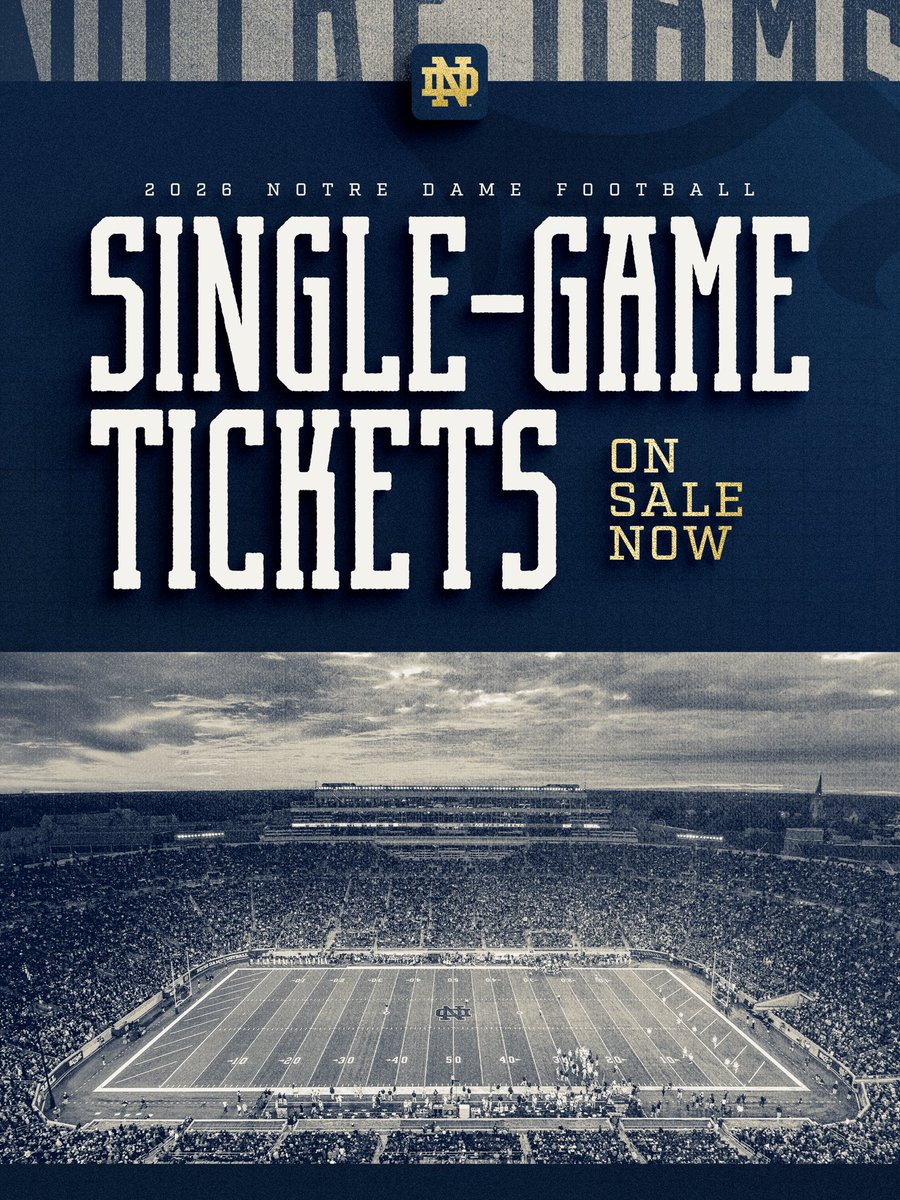 NDFootball's tweet photo. Single-game tickets are officially on sale! 🎟️

Secure yours now ➡️ https://t.co/U9mmYg6zvH

#GoIrish☘️ https://t.co/nxY983UuU3
