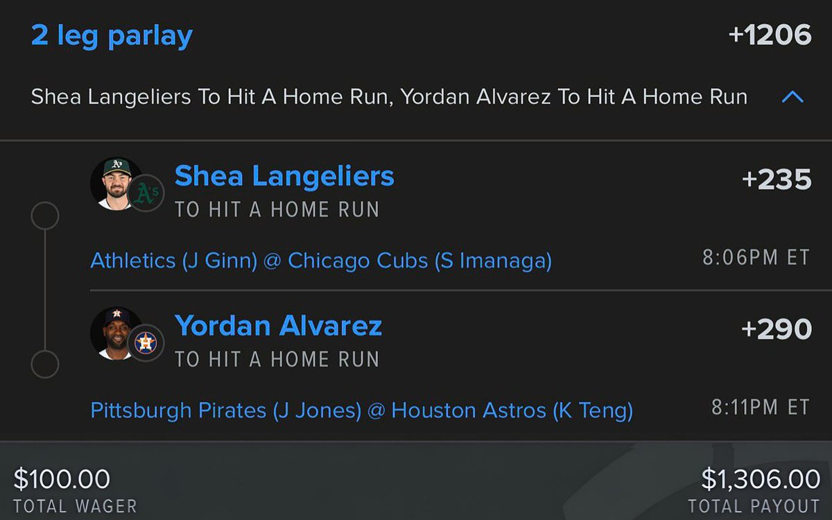 picks_support's tweet photo. 🚨 2 LEG HR PARLAY (+1206) 🚨

Shea + Yordan to leave the yard tonight 💣💣

$100 ➡️ $1,306 if both send one over the fence 🔥

When this cashes, I’m blessing a few people who: ✅ LIKE ✅ RETWEET

Drop a 💰 below if you're riding with us tonight. 🍀📈https://t.co/JJmJG4XGCI https://t.co/w3wfxEtt9f