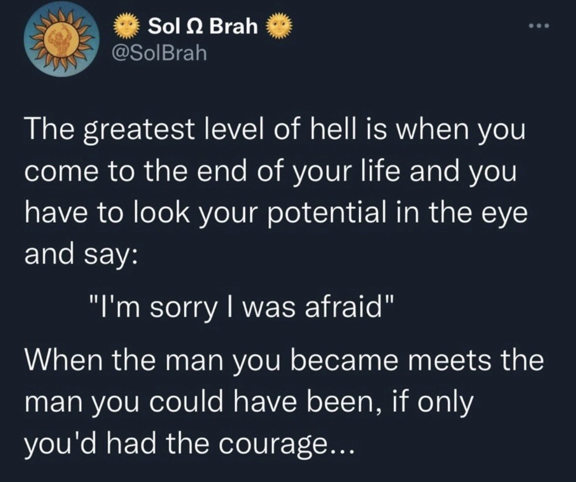 colejaczko's tweet photo. “What’s the advice you’d go back & give your 25 year old self?”

I’ll do you one better. These are the 2 pieces of advice that made me change my life at 25

They made me realize: “you’re just scared.” 

So I made a simple decision: “I’m not going to go thru life being a p**sy.” Haven’t looked back since 

Thanks to the legends @callicrates_ @SolBrah owe you boys mucho