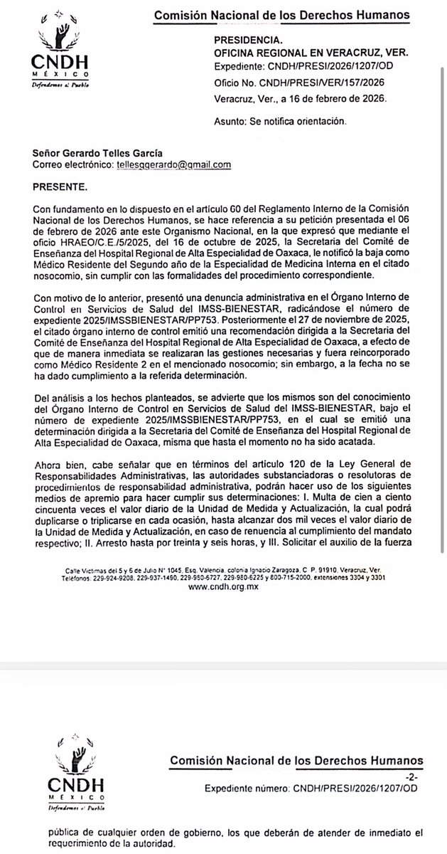 tellesggerardo's tweet photo. @AztecaNoticias @IMSS_Bienestar EN EL HOSPITAL REGIONAL DE ALTA ESPECIALIDAD DE OAXACA REALIZAN ACOSO LABORAL A SUS RESIDENTES POR EL DEPTO DE ENSEÑANZA
SOLICITE APOYO POR EL ACOSO LABORAL Y AL REPORTARLO ME DIERON DE BAJA INJUSTIFICADA
ESTOY EN DENUNCIA ANTE LA CNDH E IMSS BIENESTAR AYÚDAME https://t.co/vE7iNNJBQ0