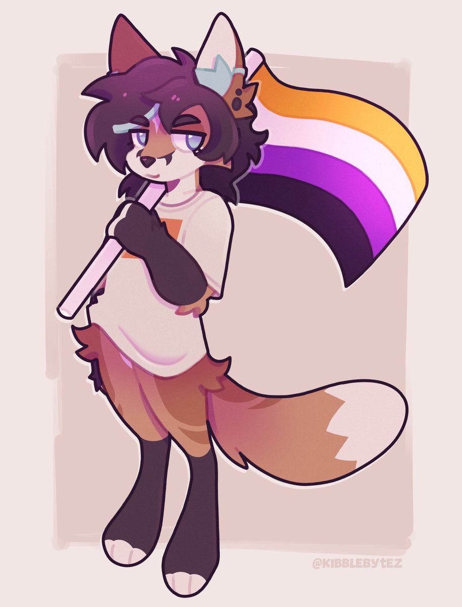 kibblebytez's tweet photo. Happy pride! 💛🤍💜🖤 https://t.co/IhggUIdLRQ