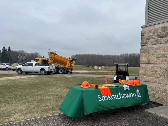 SKGovHwyHotline's tweet photo. From potholes to teaching moments. 👷‍♀️

Our Hudson Bay team brought work zone safety to life for 200+ students at the Cade Sprackman Safety Day—with a hands-on mock highway experience they won’t forget.
Because every worker deserves to go home safe. 💛
#SafetyFirst #WorkZoneSafety https://t.co/LVMrLuKizE
