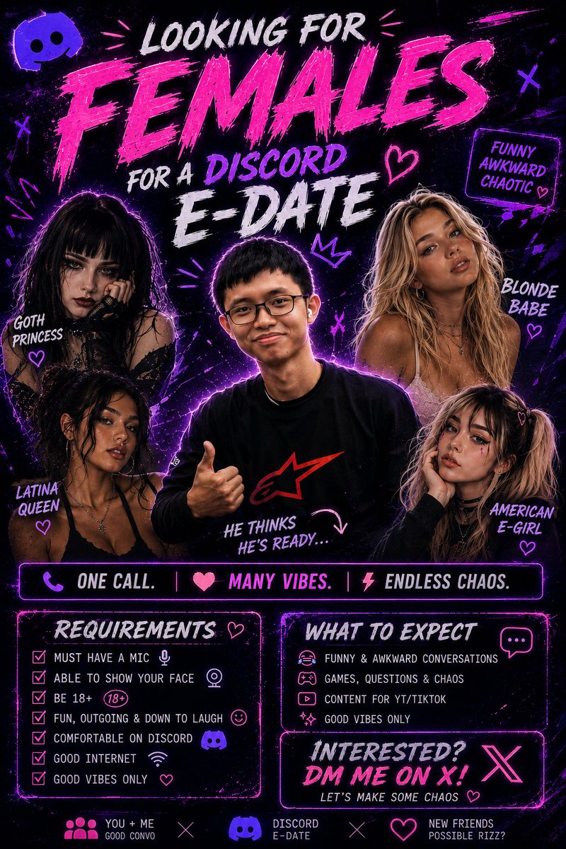 ImWarmer's tweet photo. 🚨 GIRLS WANTED 🚨

Looking for 18+ gamer girls/e-girls for a Discord e-date content video.

🎤 Mic required 📸 Facecam required 😂 Sense of humor required
‼️Big Opportunity to grow yourself

If you're interested, DM me ASAP or reply below 💜👇 https://t.co/5Ar5EbrYBX