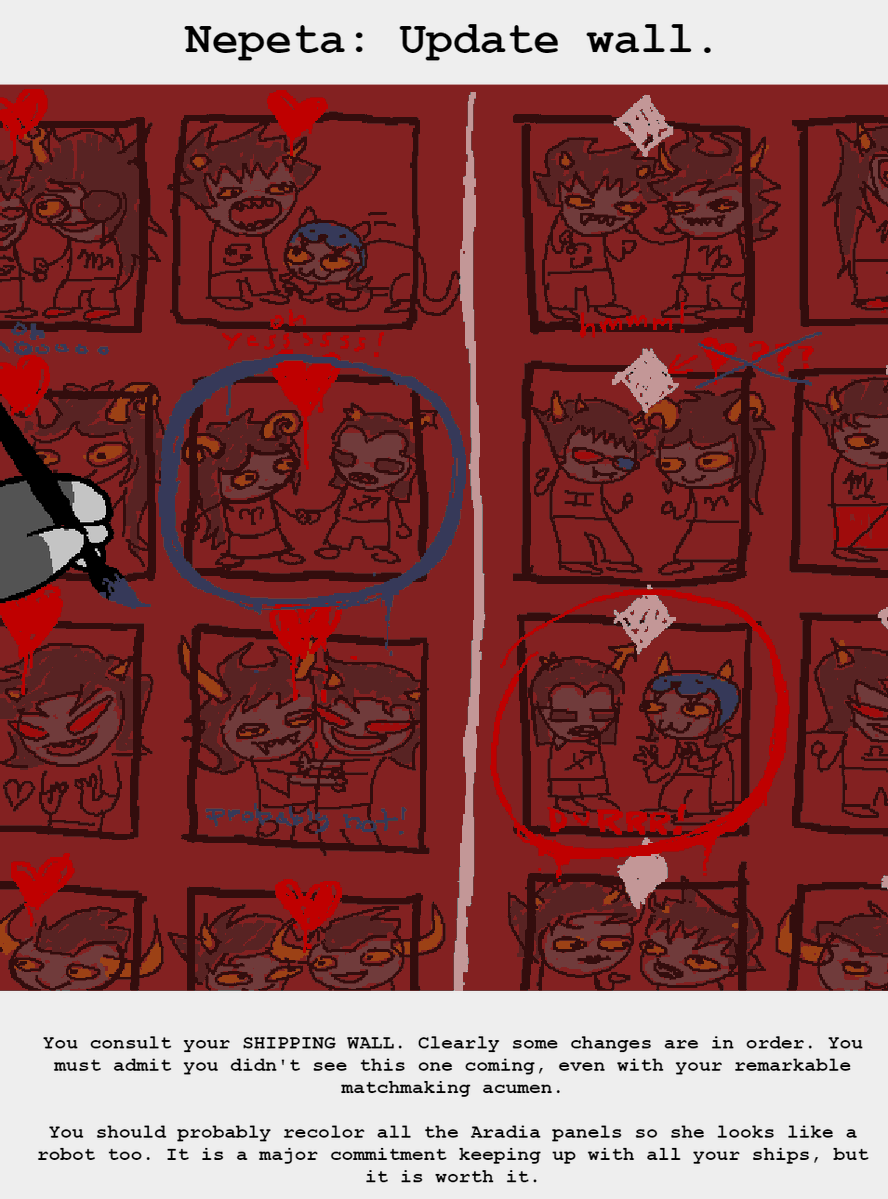 junesolsprite2's tweet photo. nepetas faults come into play here, as the prototype calliope representing the fandoms obsession for shipping. she ignores (or doesnt process) the disturbing machinations at play, opting for mindless fluff. she views these people as shipping vessels, just as fans do https://t.co/ZbNeoAV3x8