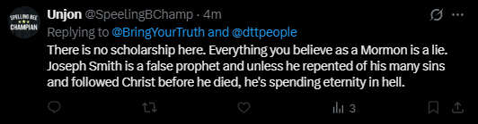 BringYourTruth's tweet photo. Coward trying to condemn the prophet. Claiming assertions then blocking. @SpeelingBChamp https://t.co/XVp0cCaP5w
