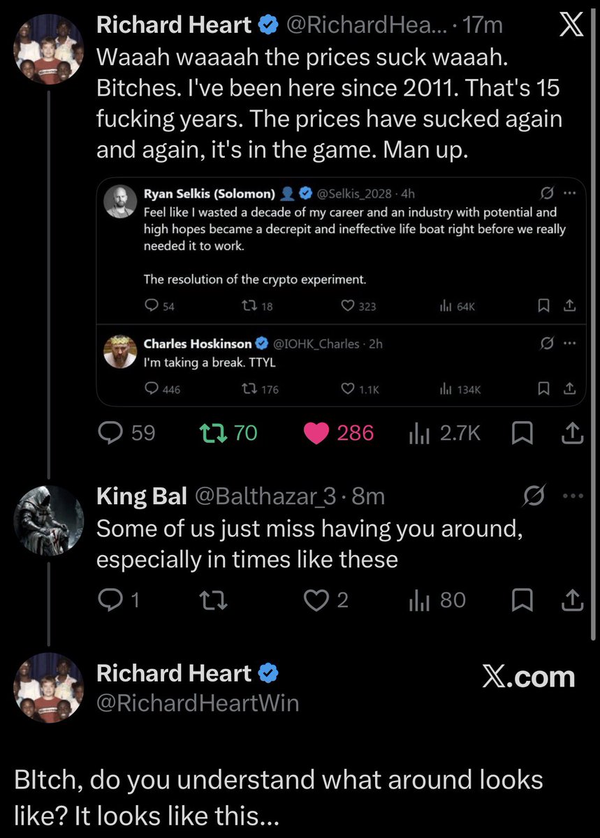 BrandonBBMe's tweet photo. The zombies wont get it.

But this post is the final nail in the coffin for $PLS, $PLSX, $HEX, $PRVX & $INC.

He's telling you all he's sailed off into the sunset with all your money.

Richud the cowardly con man committed fraud, telling you he was a public fighter and interested in creating a serious project when preparing to steal your money.

After he got it, he dissapeared.

And now he's confirming this wont change. It is over, the cucks debasing themselves defending him are not your friend.

Everyone refusing to hold him accountable is at best a fool.