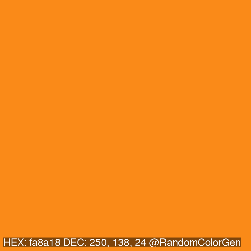 RandomColorGen's tweet photo. fa8a18
250, 138, 24 https://t.co/uWQ5Q8AZBM