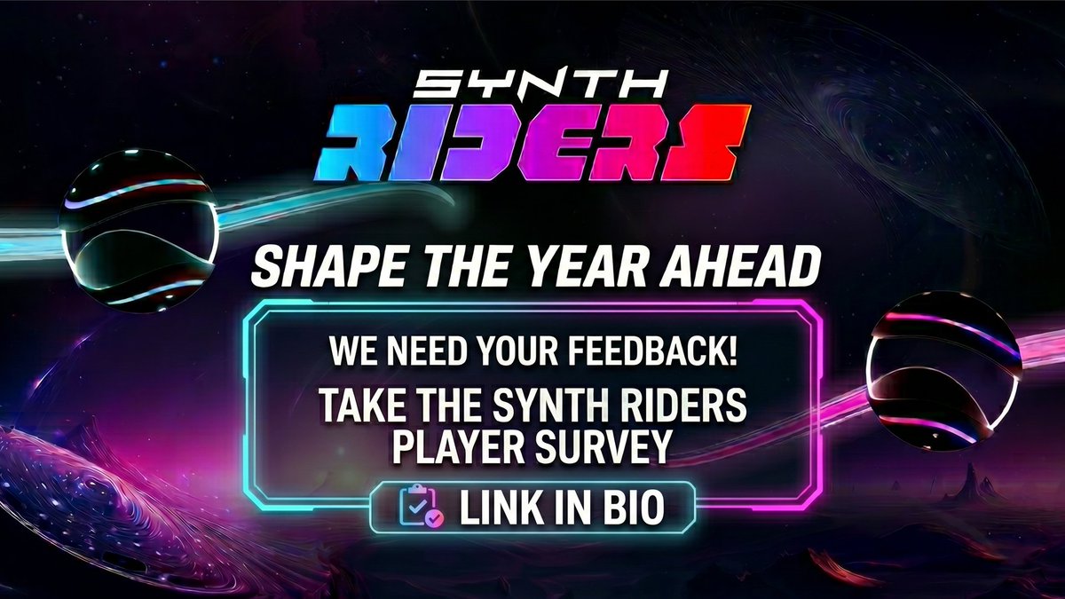 synthridersvr's tweet photo. Link in BIO | 8 years of Synth Riders! 🎉 Thanks to YOU, our community. Help shape year 9 and beyond! 

🙏👉Take our quick player survey (anonymous, internal use only) and share it with your crew if you can.

#SynthRiders #VRGaming #Music https://t.co/15QvbxraAU