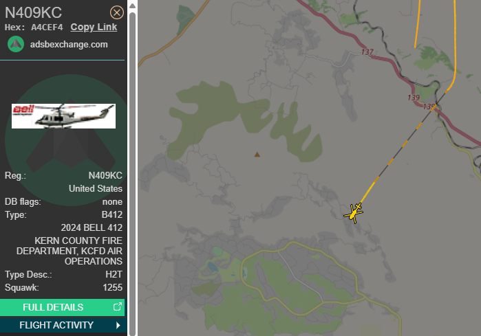 KernCoFirePhoto's tweet photo. Kern County Fire Department's Helicopter 409 is currently assisting in the search for a lost hiker near Tuttle Ct. and Starland Dr. Bear Valley Springs. ECC has made contact with the hiker, as ground crews still work to find him. KCSO SAR Units are being dispatched. https://t.co/p3B1VJaBfc