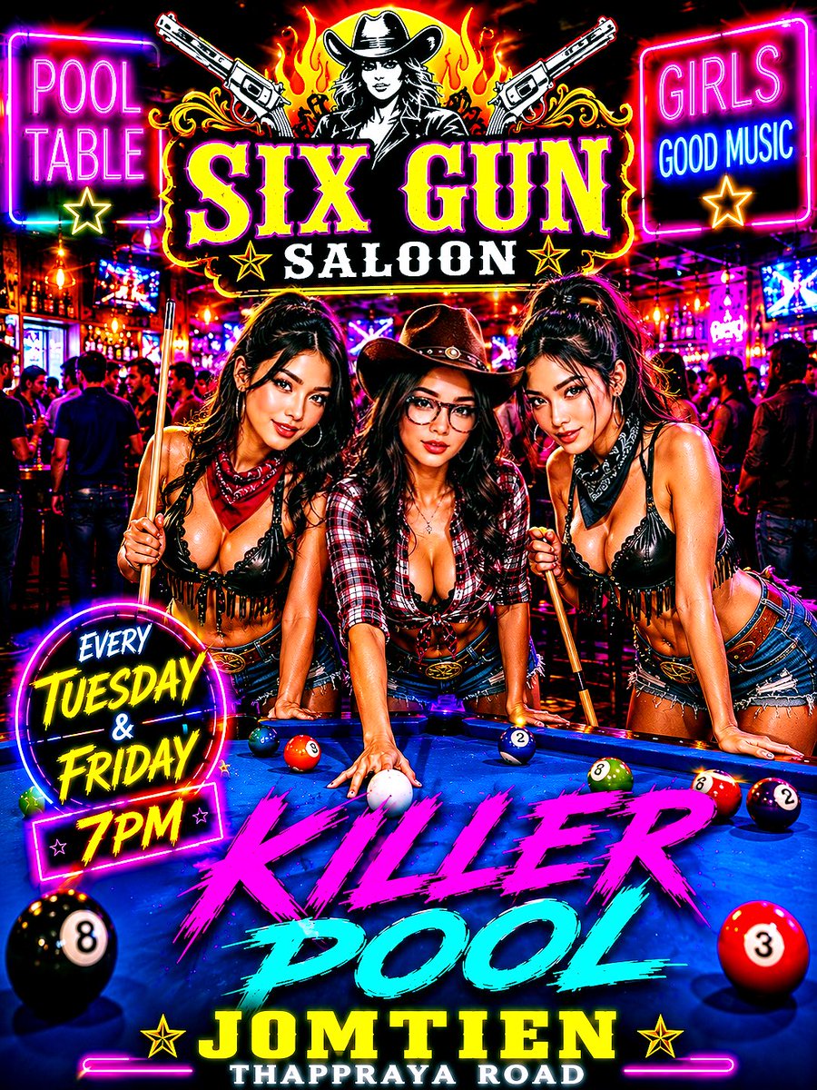 Pattayagents's tweet photo. Killer pool at six gun saloon tonight 😉 https://t.co/P7i8K5Lewy