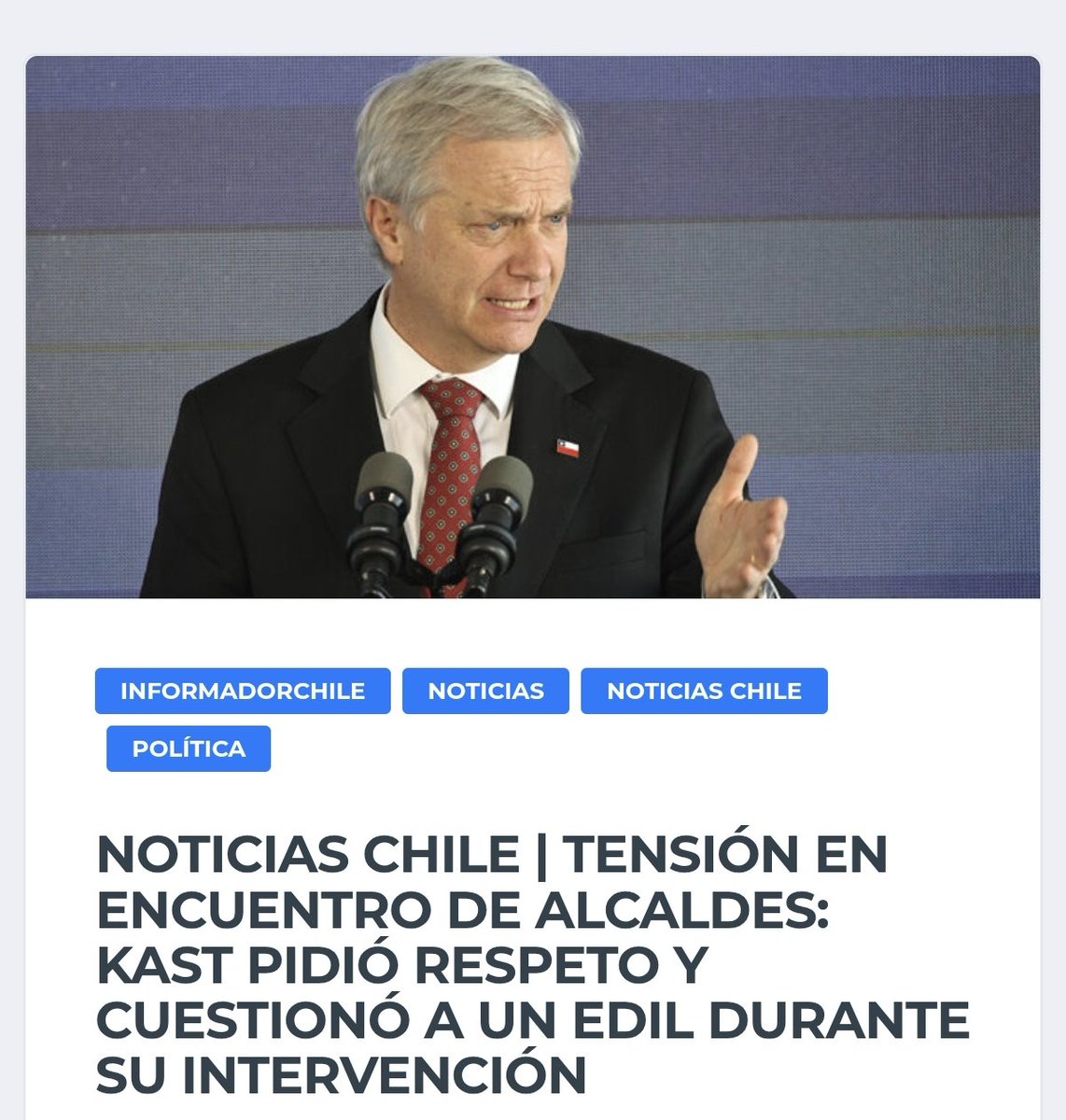 ALERTADESISMO's tweet photo. Noticias Chile | Tensión en encuentro de alcaldes: Kast pidió respeto y cuestionó a un edil durante su intervención https://t.co/ggzgiZ3Dwz https://t.co/nggxLfEcB7