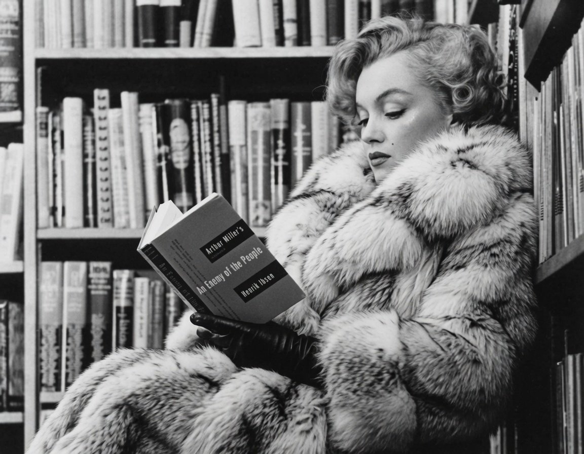 IronBrewSloth's tweet photo. Marilyn Reading in Fur coat https://t.co/Mebk2taBlZ