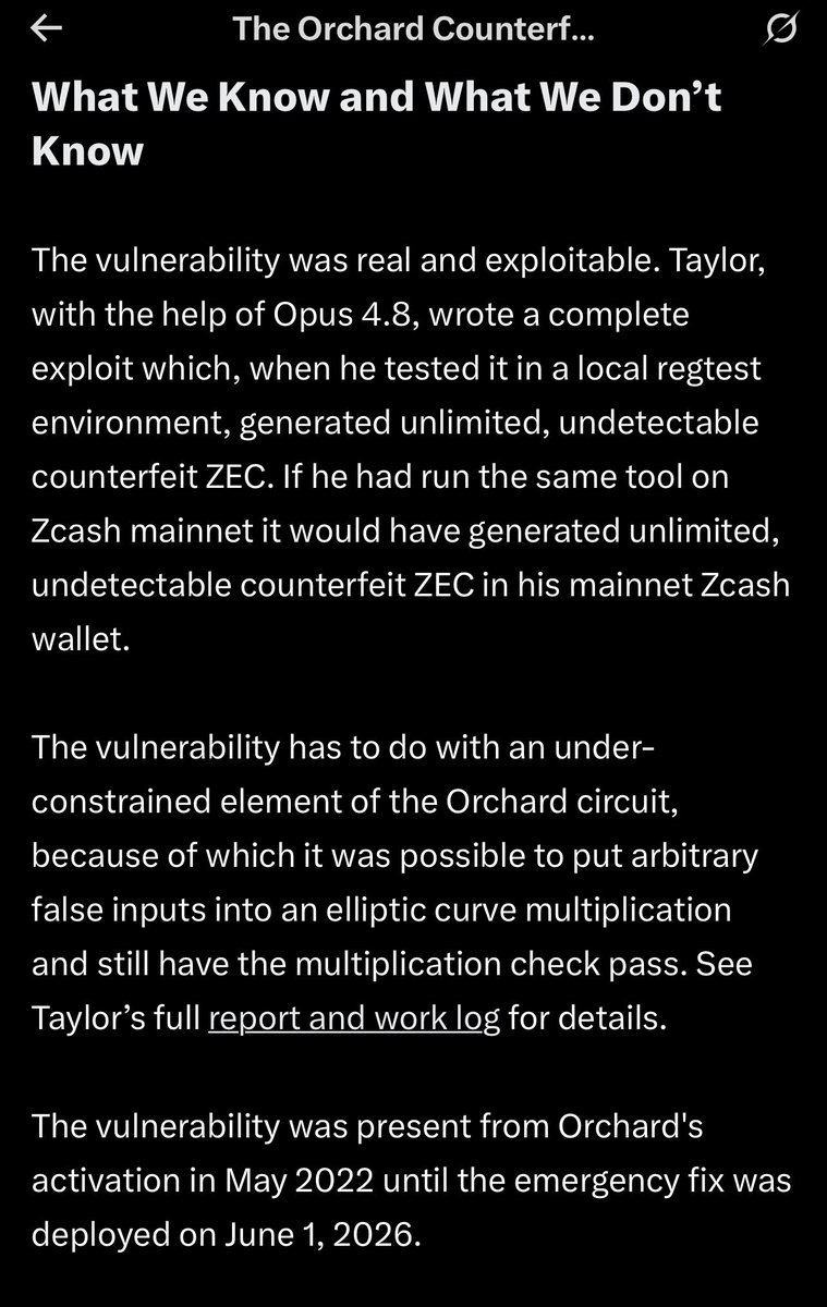 DEVISE WORKS × WHAT WE WANT OTACHIDAI Good news for $ZEC: - the exploit vulnerability is fixed Bad news