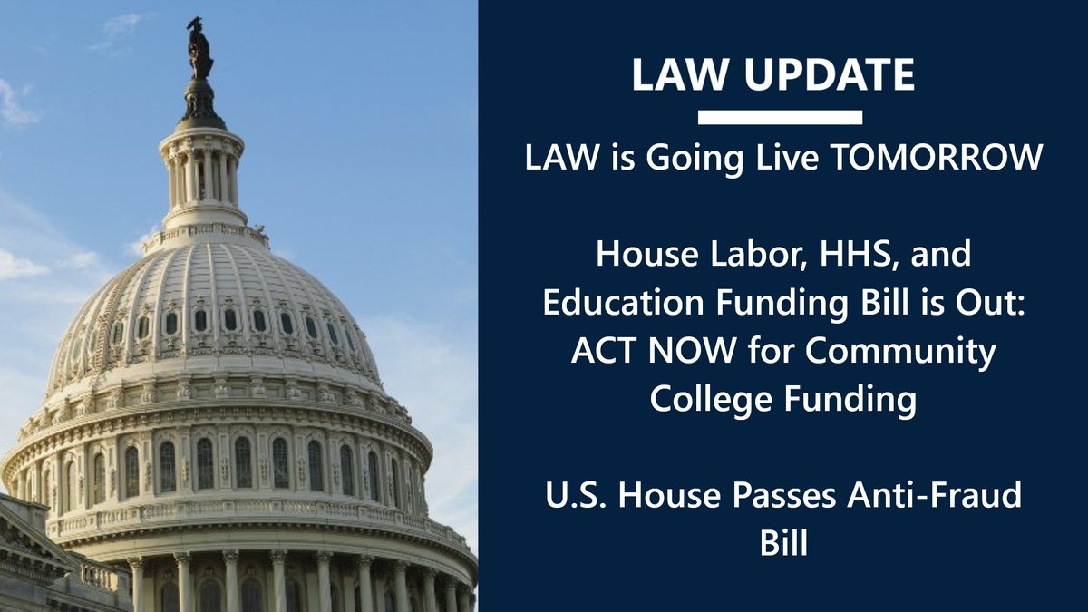 CCTrustees's tweet photo. LAW Alert: LAW is Going Live Tomorrow, NEW U.S. House Labor and Education Funding Proposal, Impact of Accountability Proposal, Federal Student Aid Best Practices to Prevent Fraud https://t.co/HPoEqEVqQ5 https://t.co/ayTKAKq1LJ