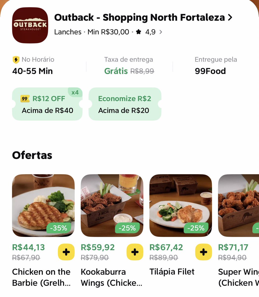 Luankaa's tweet photo. Preço no 99food antes de assinar o Clube que da um cupom de 12 reais vs preço depois de assinar kkkkkkkk fazer a gente de otario msm https://t.co/E5wS06NLu4