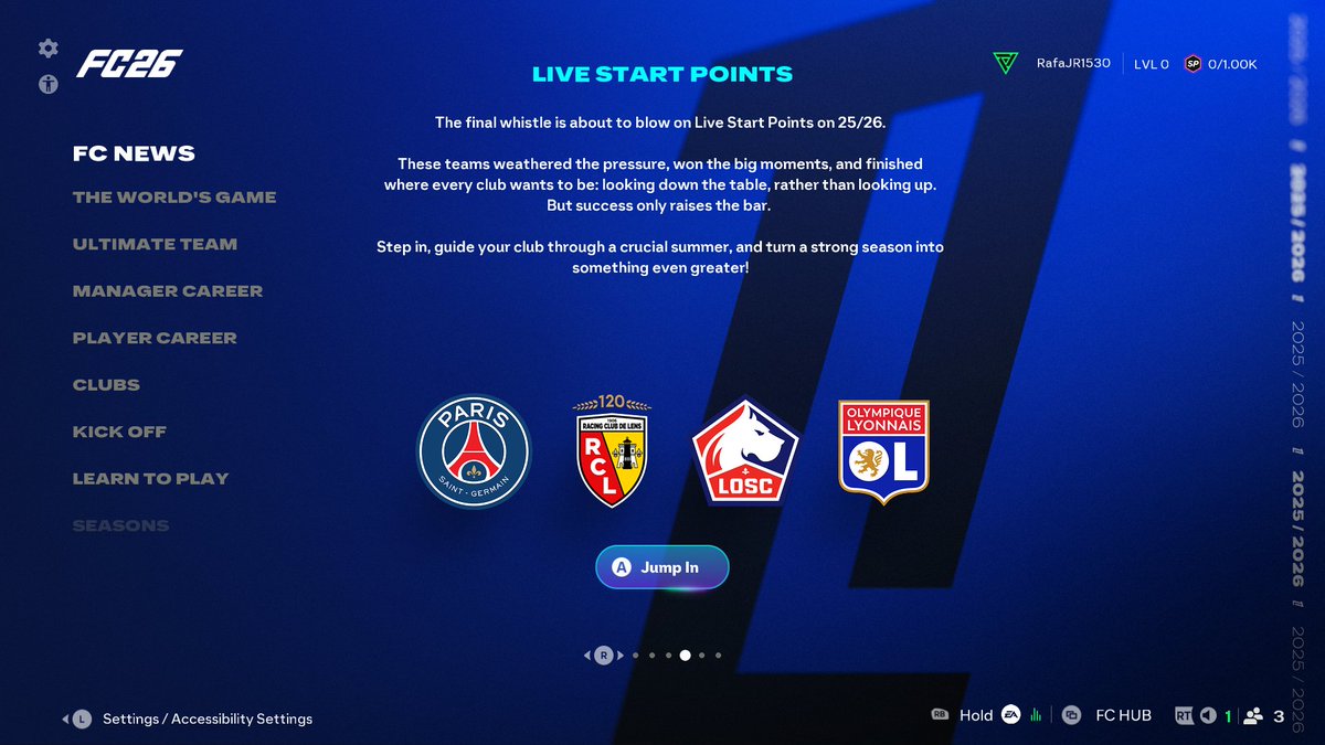 ModoCarreraJR1's tweet photo. LIVE START POINTS 🔴 
🔚 Final de temporada 
*🇧🇷 Aún no incluye El Regreso de Neymar JR 

#FC26 #TWG #WC2026 https://t.co/2wfq9tlpLM