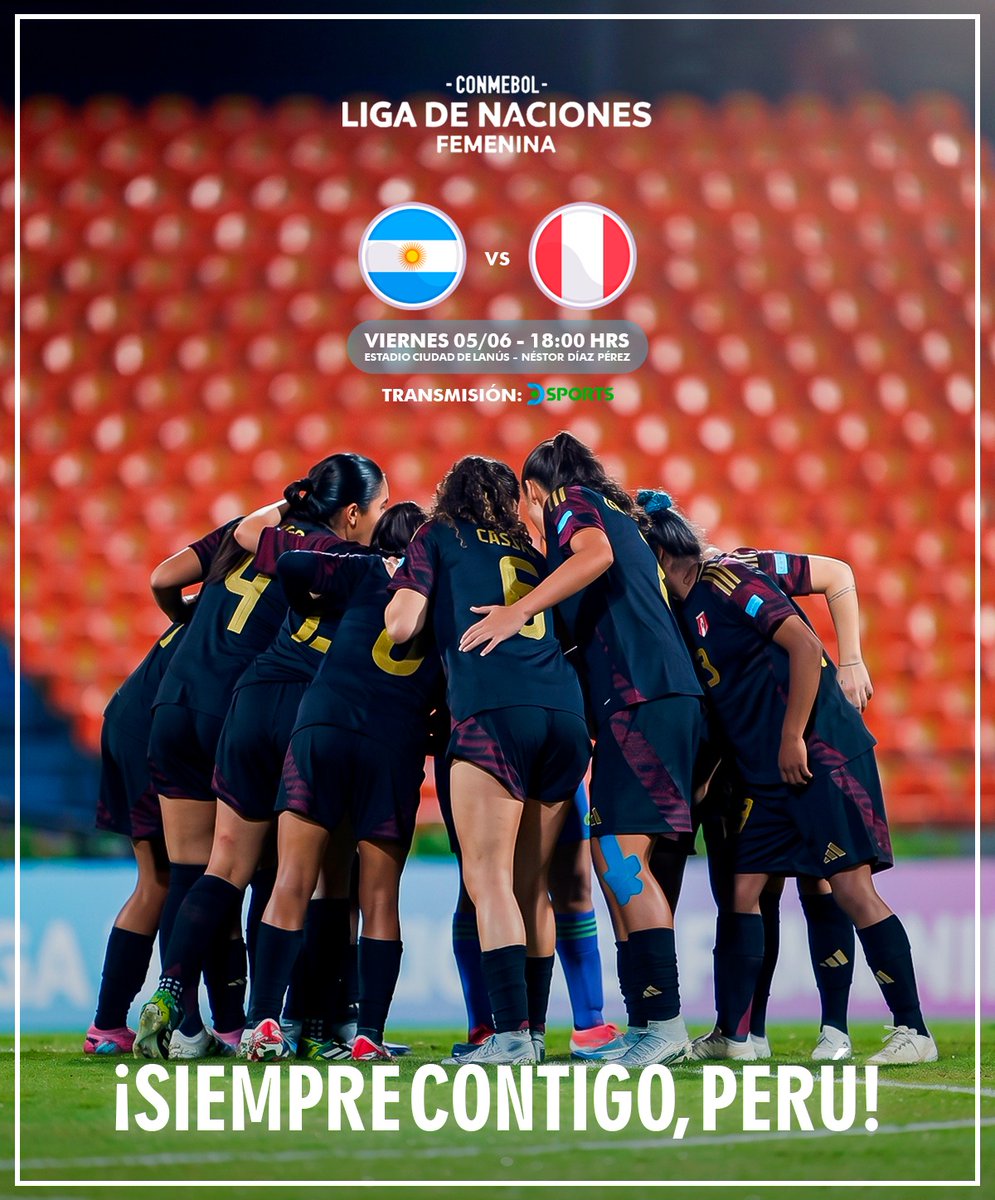 talentarepre's tweet photo. ⏩️ VUELVE LA LIGA DE NACIONES: Perú visita a Argentina este viernes desde las 6 PM (hora peruana) por la fecha 8 del certamen femenino.

¡Siempre contigo, Perú! 💪🏽♥️⚽️

🆚️ Argentina
⏰️ 6:00 PM
🗓 05/06
🏟 Néstor Díaz Pérez
📺 DSPORTS https://t.co/EGuIYkLPdZ