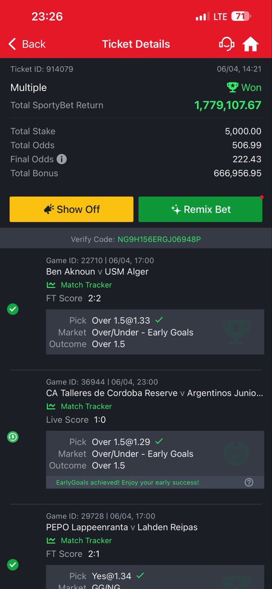 BetAmazing1's tweet photo. 500 Odds boom again https://t.co/uxSA2ofgOL