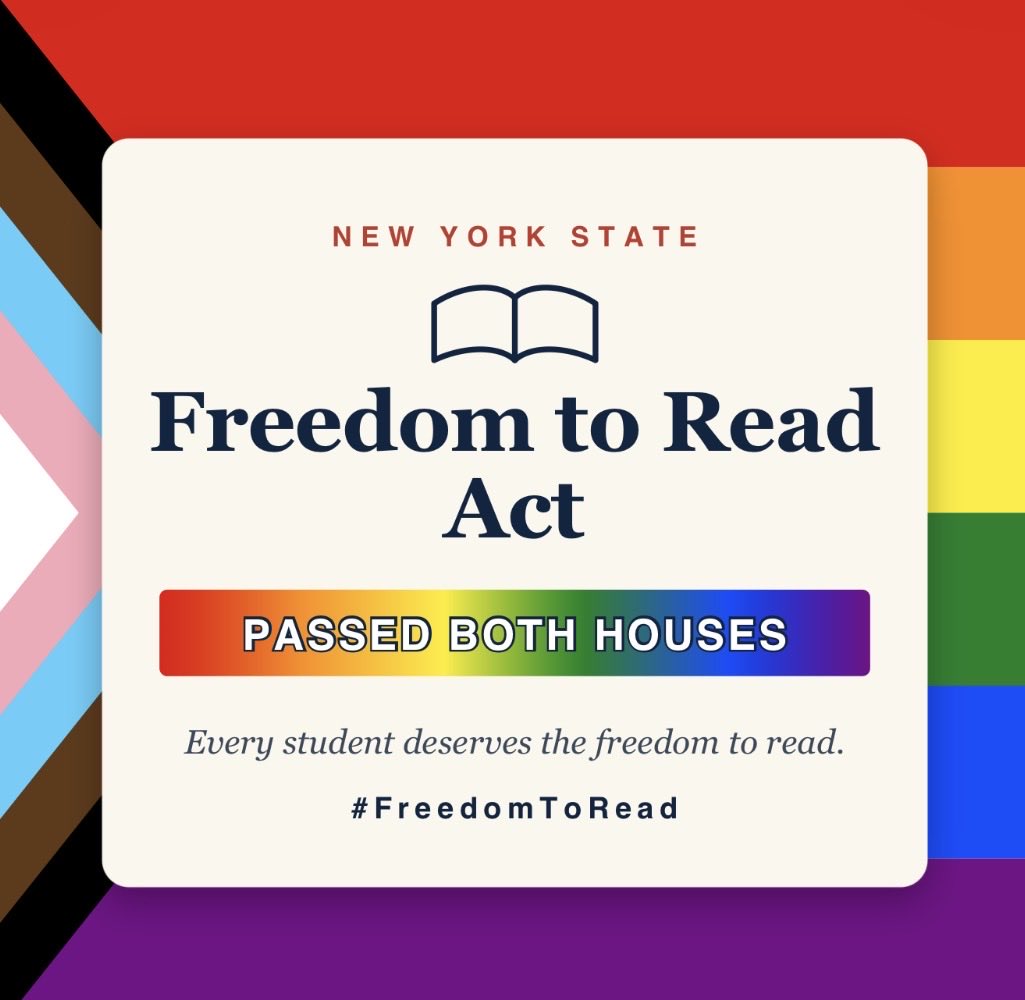 MelindaJPerson's tweet photo. Today, New York turned the page on book bans. 📖 The Freedom to Read Act has passed both houses — because every student deserves the freedom to read, and every educator deserves the freedom to teach. Thank you @tonysimone &amp; @RachelMayNY — we are closing the chapter on censorship. https://t.co/gnNrPMZGRa