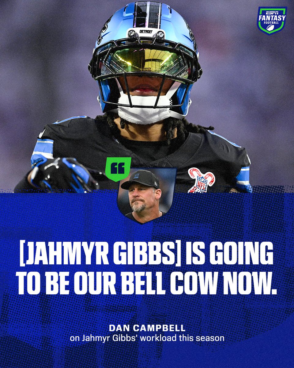 ESPNFantasy's tweet photo. All the work for Jahmyr Gibbs 🦁 https://t.co/CAETCY1BUy