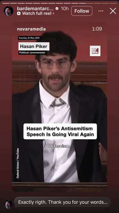 ViDevi2's tweet photo. Casting directors. Want to increase your nomination possibilities?  

Put Javier Bardem on a severe anti-aging regime, provide him a dog, a shock collar, and, if he doesn't already have one, a poster saying 9/11 was amazing.   

Cast him to play Hasan Piker in an upcoming film. https://t.co/QaNgH1i3ls