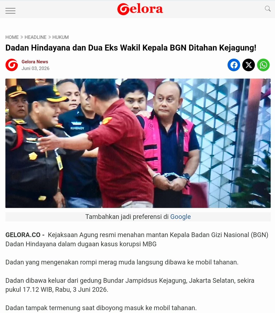 Sam_soeloel67's tweet photo. @AnakLolina2 @HabiebBass @KejaksaanRI Berita aslinya ini. Hoaksnya gk kira-kira. Gini amat cenblu binaan partai celeng😱 https://t.co/FXGZey4Zs8