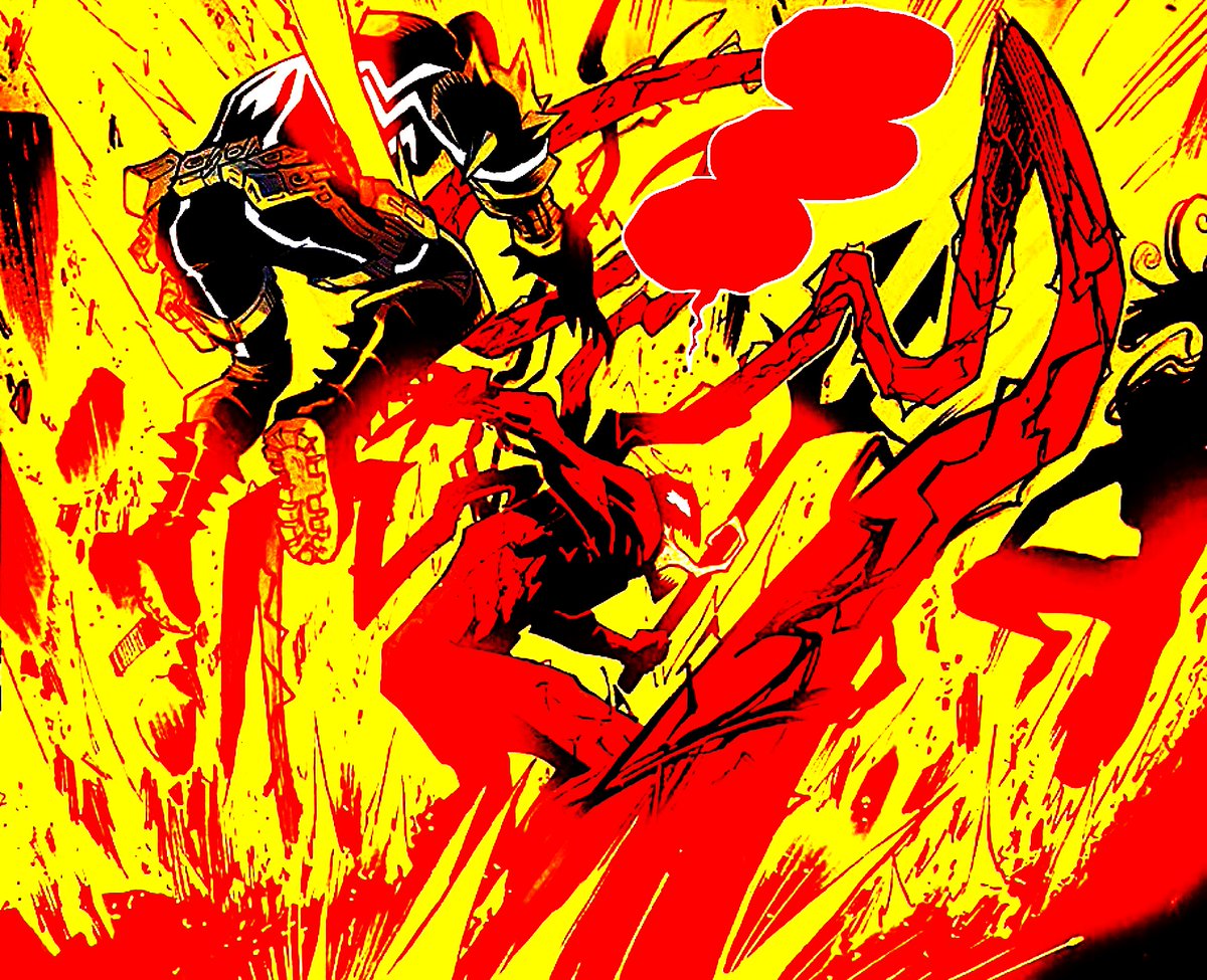 ALLBL00DCHA0S's tweet photo. ㅤ
ㅤ
≋ Oooh missed me already, blondie pie?! Wanna know how I can do all this? Easy... i've got my power-ups just to use 'em to do anything i want 'cause i can! F'ristance...! ≋

Pinning sharply his filaments into the ground unleashed a cosmic energy shockwave around them

ㅤ https://t.co/VOZu400pQc