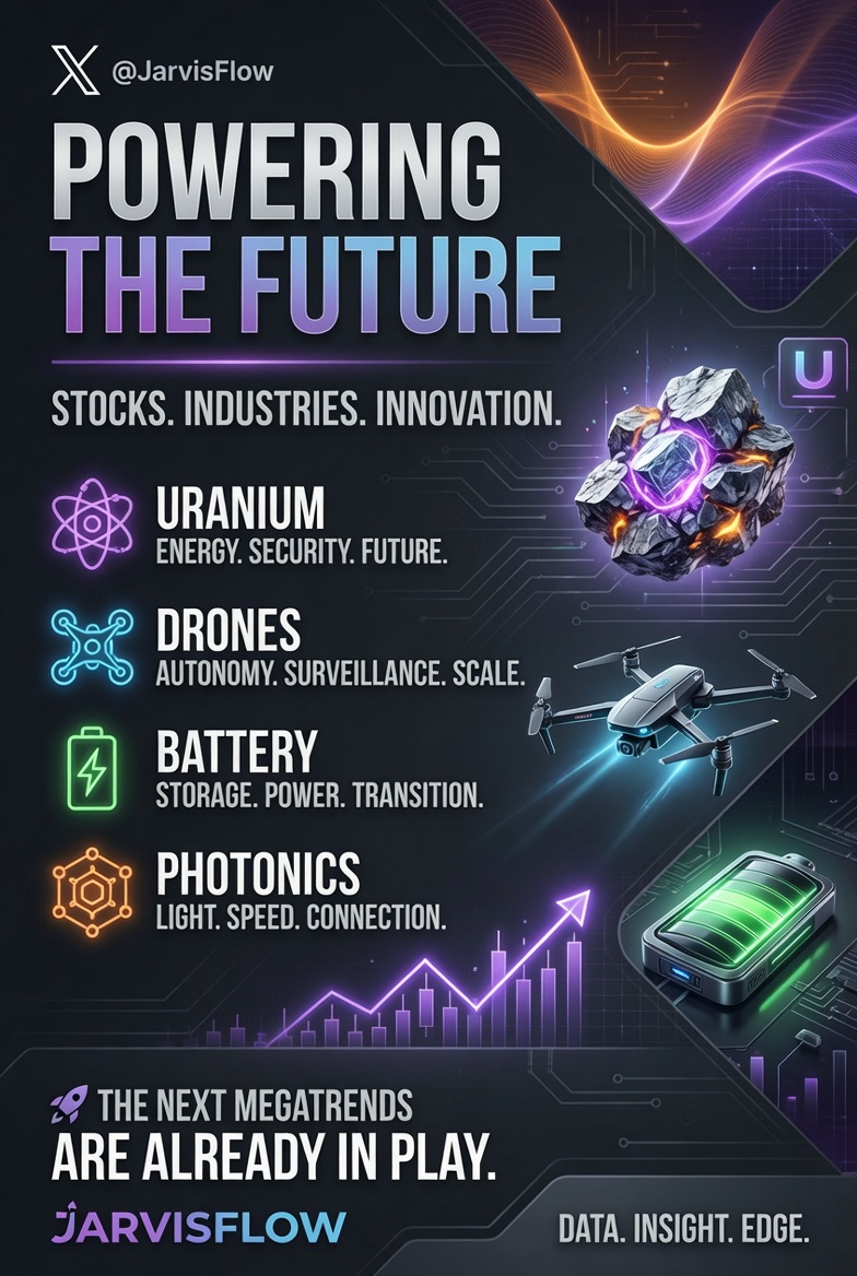 JarvisFlow's tweet photo. It's all about Uranium, Drones, Battery and Photonics. We are ready 🚀🚀

What else are you looking at ? https://t.co/pWV6qCX1Op