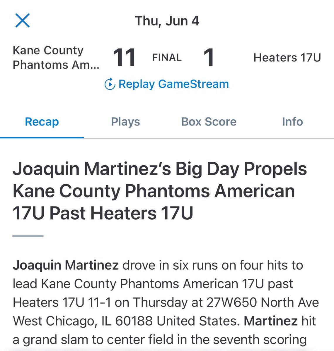 joaquin_m2027's tweet photo. 2027 UTL | RHP | C | 1B | OF | 
6’3” 210 
3.5 GPA 
I had a great day today at the plate going 4-4 with 2 singles, 1 double, and a grand slam. Scored 6 runs total today 
@KCPhantoms @ACCBaseball_ @WCCBaseball @AUSpartanBase https://t.co/K0k3tUbegA