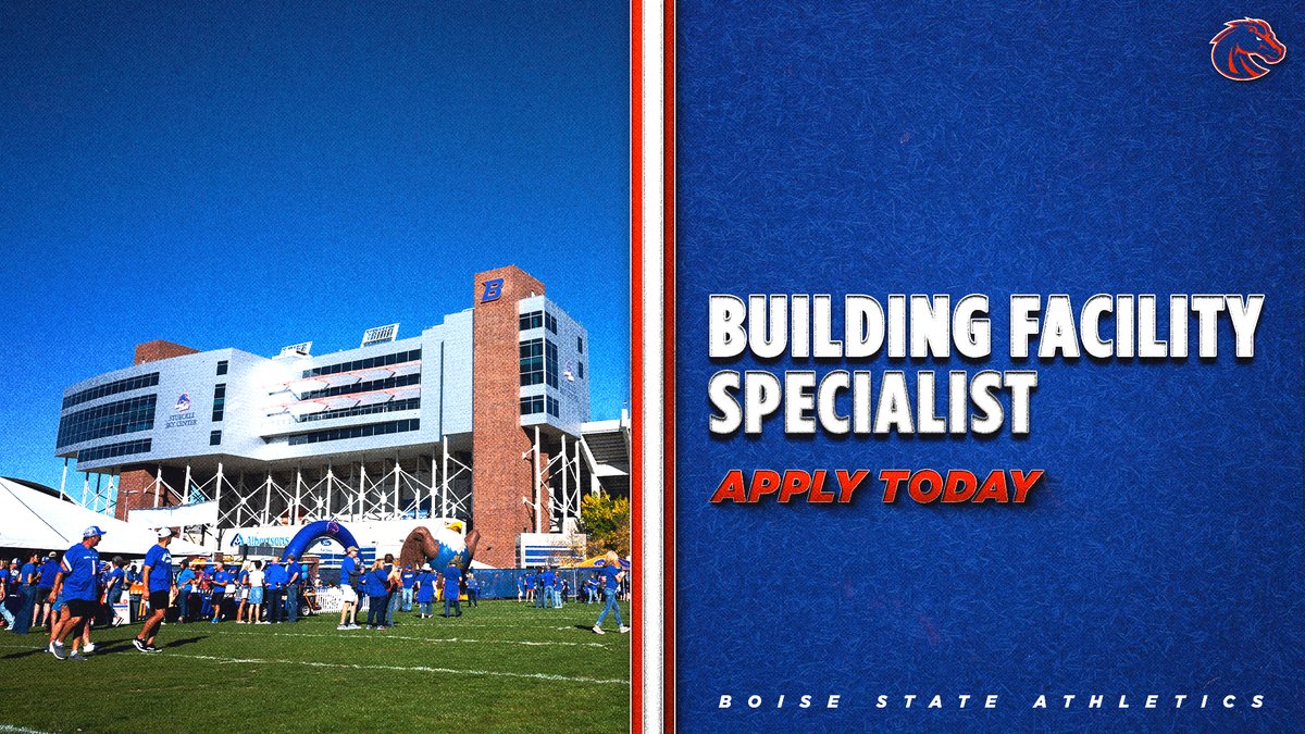BroncoSports's tweet photo. 𝗡𝗢𝗪 𝗛𝗜𝗥𝗜𝗡𝗚!

Come join the team as the next Building Facility Specialist! 

Apply now ➡️ https://t.co/QixagKhBJP

Boise State is an Equal Employment Opportunity Employer: https://t.co/05eQezoM6A https://t.co/6PC1lDS4Hr