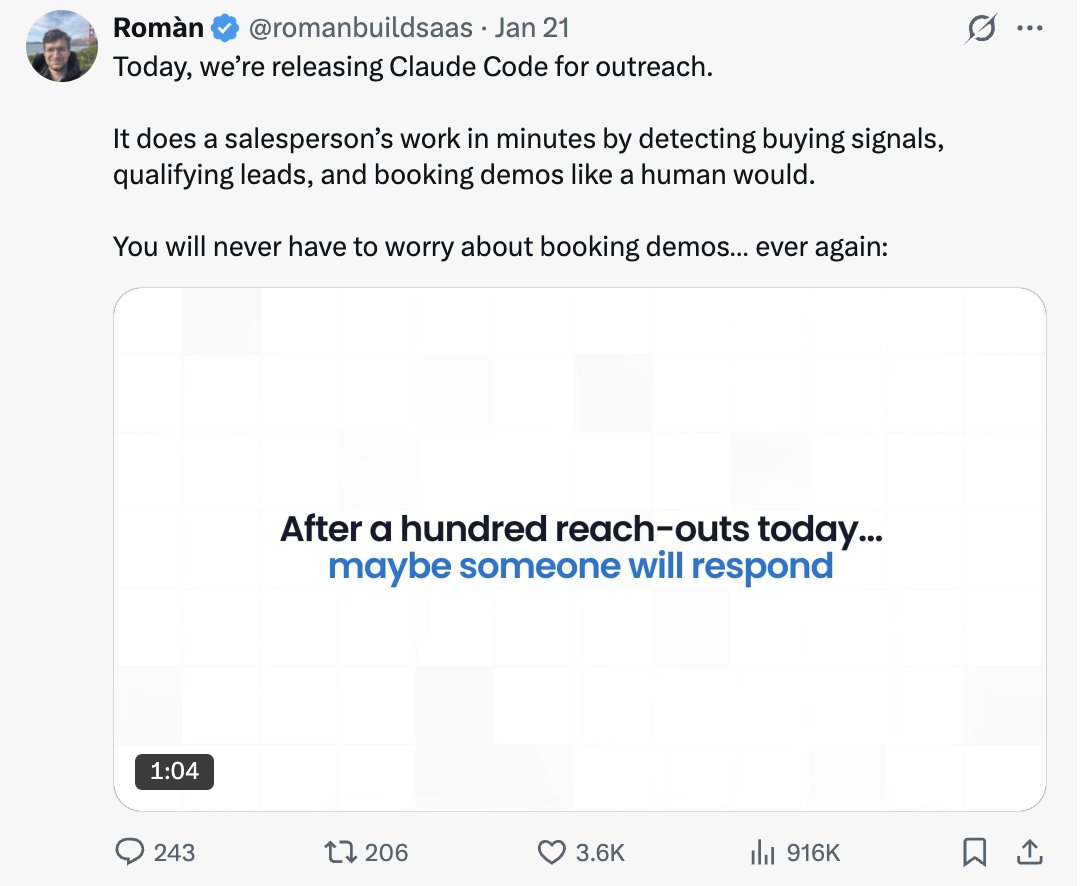 Dylan_txa's tweet photo. One motion design video did 900k views and added $30k MRR.

Most SaaS founders post talking-head videos. Or text posts. Or static graphics.

Our video was under a minute. It showed:

→ A LinkedIn profile lighting up with signal alerts in real-time
→ Each signal scored 0-100
→ The top scorers auto-routed into a DM sequence
→ Replies handled inside the same workflow

The product story told itself in under a minute.

Production cost: a couple thousand with a freelance motion designer.

Distribution: organic. We posted it with a one-line hook.

What I learned:

→ The format matters more than the platform. Same idea posted as a screenshot would've done a fraction of the numbers.

→ Single-feature videos beat overview videos. Pick one thing the product does well. Show it doing that thing.

→ Cost of motion design has collapsed. What used to cost $20k now costs $2k.

We're producing one motion video per month now.