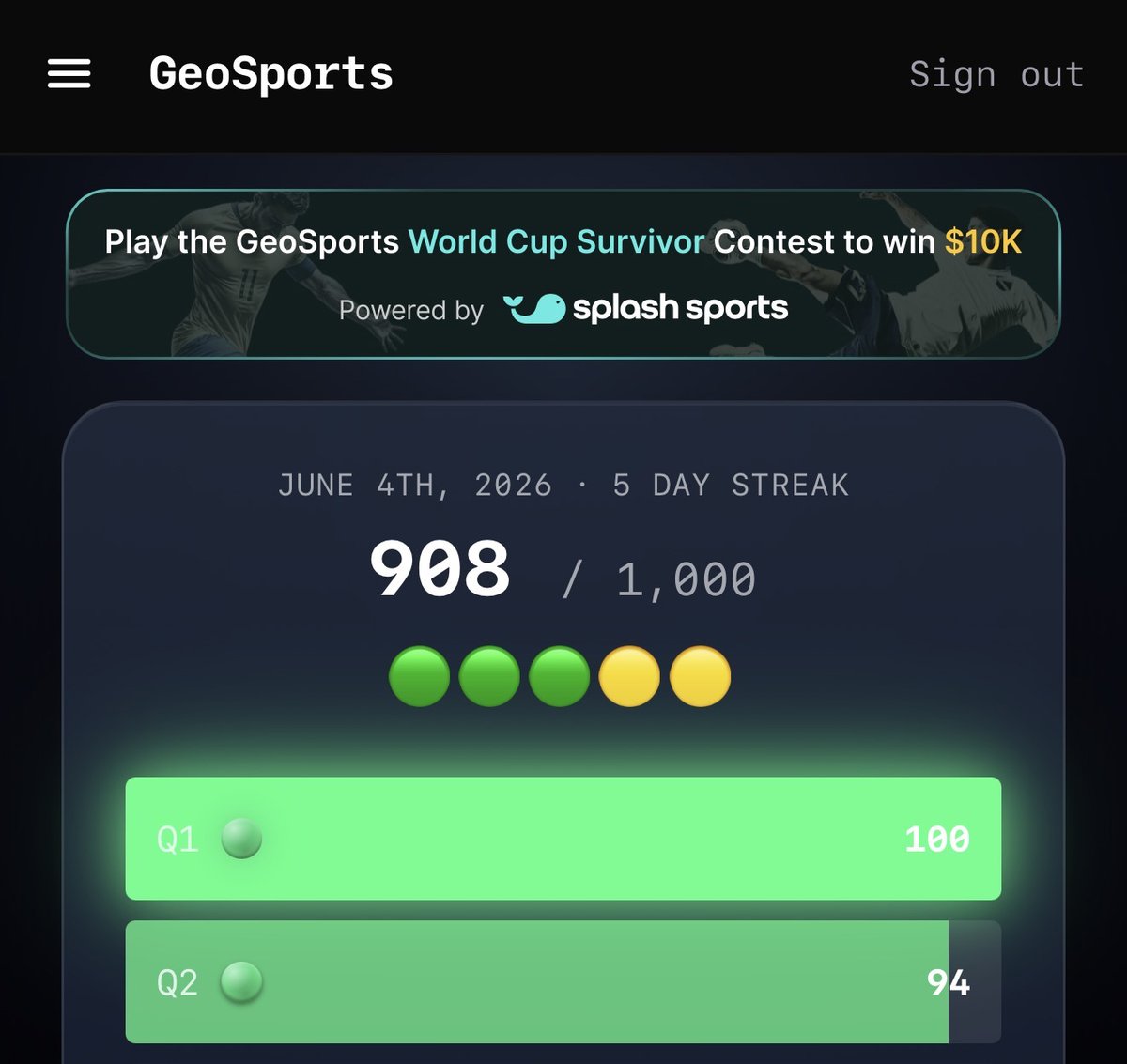 frankmikesmith's tweet photo. For the next week, you'll see these banners on GeoSports. I took this very short term partnership for 2 reasons

1. It gets expensive to host 100k people on your site everyday

2. Splash is not asking any of us to buy anything. They created a free to enter private contest with a $10,000 prize