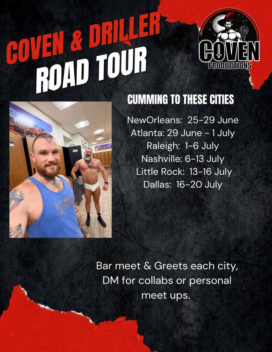 DaddyDogDriller's tweet photo. Hitting the road with @MattCovenXXX looking for collabs, will be doing bar meet &amp; greets, and available for personal meet ups. https://t.co/qiByrLf2Uv