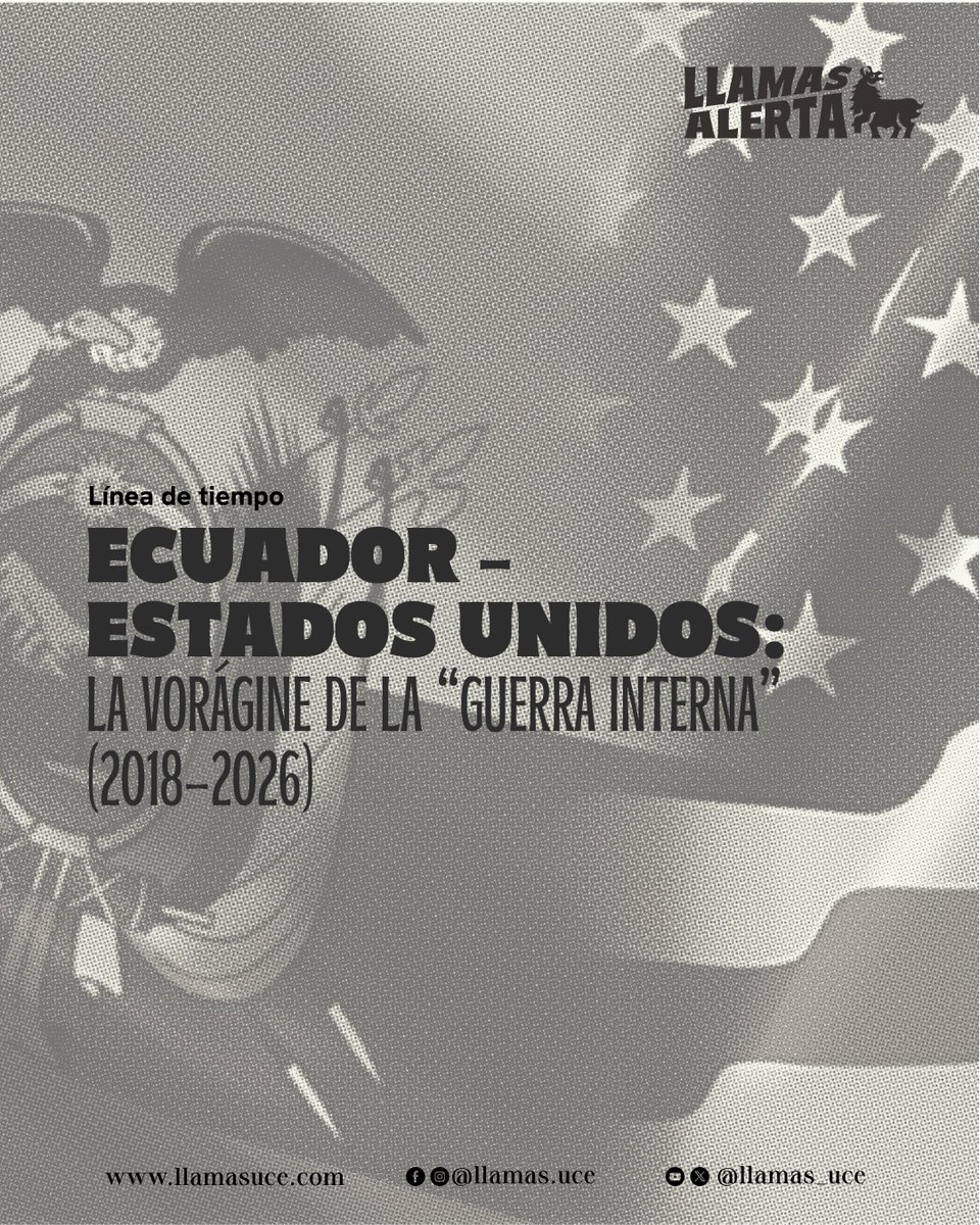 llamas_uce's tweet photo. ALERTA!!! 
Nueva Publicación:

Les invitamos a revisar nuestro último trabajo. La Línea de Tiempo «ECUADOR - ESTADOS UNIDOS: la vorágine de la "guerra interna" (2018 -2026)».

1/ https://t.co/96zrS4JnW6