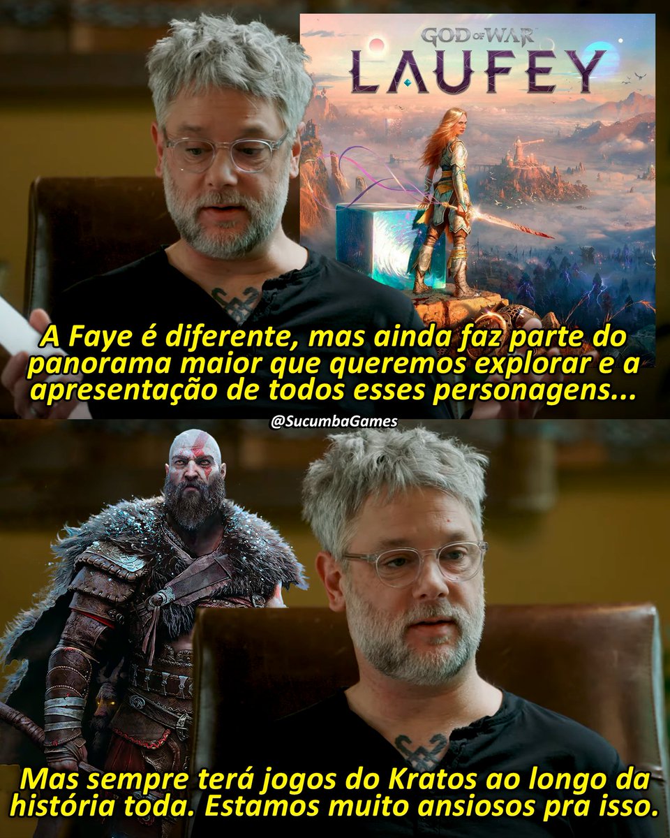 SucumbaGames's tweet photo. Cory Barlog confirma que Kratos continuará sendo a peça central do futuro da franquia God of War. https://t.co/AdB8nCi2OP
