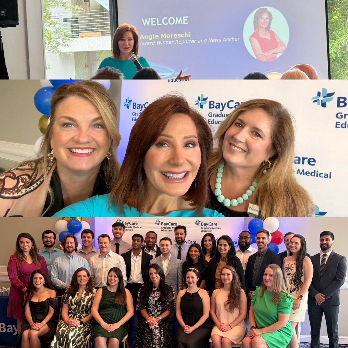 angiemoreschi's tweet photo. CELEBRATING young doctors! Congrats to @BayCare graduating residents! #FutureisBright And shout-out to my old Tampa media pals who organized the event! #pediatrics #psychiatry #transitionalyear #GME #medicalresidency #BayCare https://t.co/XEI13w861W