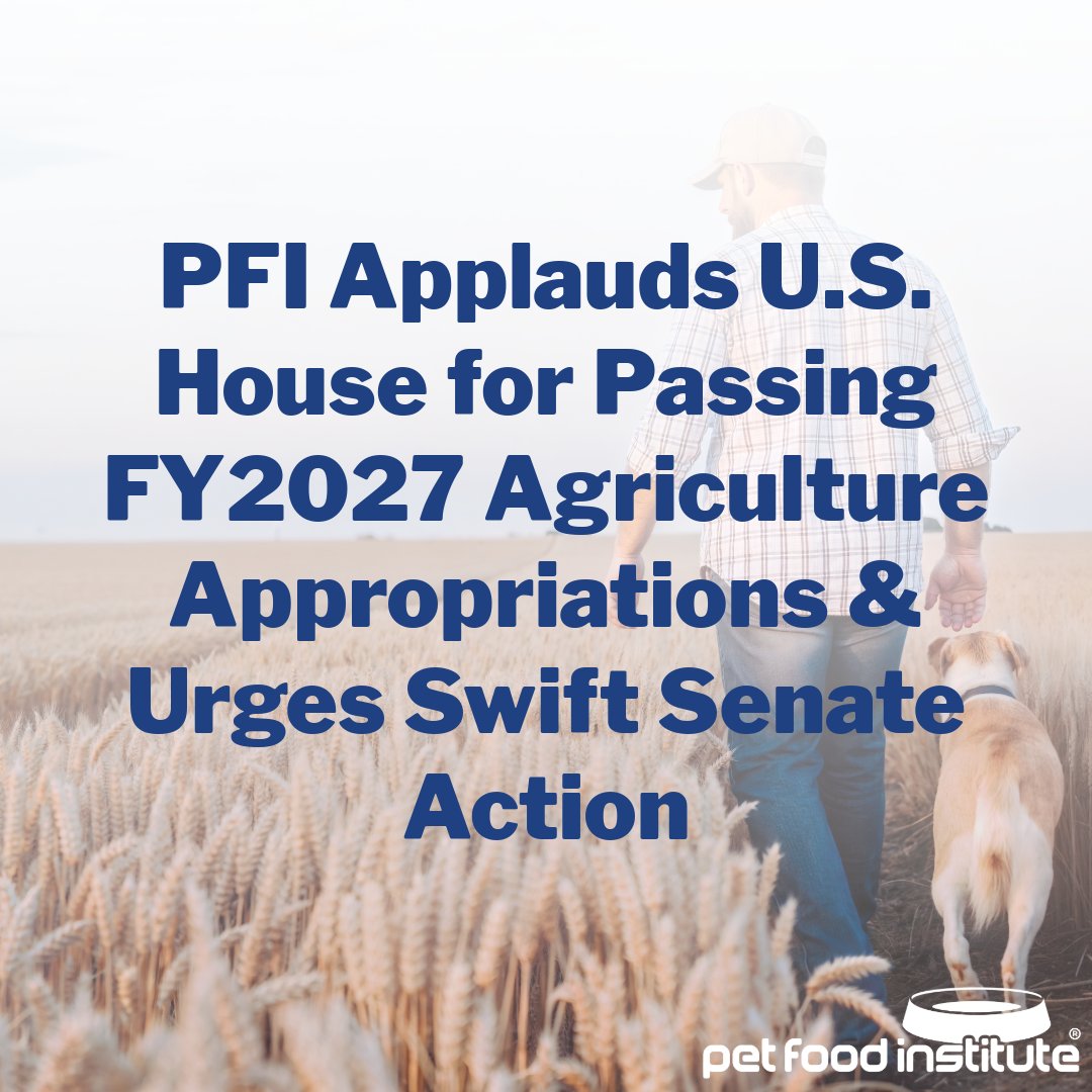 uspetfood's tweet photo. PFI applauds the U.S. House of Representatives for passing the FY2027 Agriculture, Rural Development, Food and Drug Administration, and Related Agencies Appropriations Act. 

The bill includes the PURR Act, which modernizes and streamlines U.S. pet food regulation, and the BARK Act, which removes barriers to donating surplus pet food and supplies to support shelters and reduce waste. PFI urges swift Senate passage.