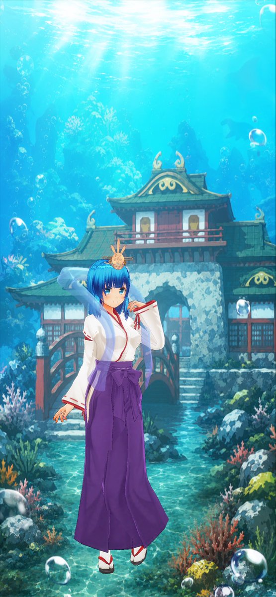Repoins1's tweet photo. 「ぐっどらさん🌊
今日はログインボーナスで竜宮城の風景が送られて来ました。
うちの雰囲気に合うなぁ、思て撮って来ました🫧
似合うてますのん？
今日もよろしゅうな」
#カスタムキャスト https://t.co/NEzC3JsU1o