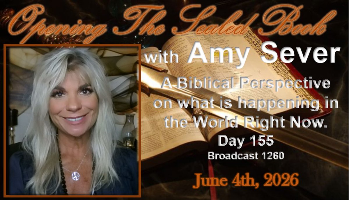 AmySever's tweet photo. 06/04 The Cheating Begins! / Define "Ceasefire" / Trump to Bibi, "I'm Perturbed"! / Truth About Iran!

(Note: The BEST place to watch is always on https://t.co/TuuurnDk3q)
Or you can watch it here on Rumble...  https://t.co/GR8vEWQ9fh

Today we are introduced to one of the greatest prophets of all time... Elijah!

These broadcasts are made possible solely through your Donations:
https://t.co/NtpC1zhnzH
Thank you!

Broadcast Elements Channel: https://t.co/yamoRlNPPr

Join The Sealed Book Telegram Chat here: https://t.co/mshmRu0LKL

Please go to our YouTube Channel and SUBSCRIBE so others can find us! us: https://t.co/VCFMy1149c

NOW ON SPOTIFY!
https://t.co/DKPcflpIha
"Opening The Sealed Book with Amy Sever"

Fresh Start Bible: One-Year Reading Plan. Now we can all stay together! https://t.co/EPjuMoyINY

Day 155- June 4th, 2026
1 Kings 17, 18
Psalm 69:29-36
Proverbs 17:27-28
John 13:21-38