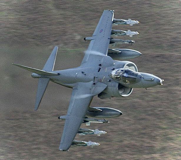 gwjphantom's tweet photo. Impressive load out on a Harrier during a mission from Boscombe Down  to assess  the viability of the load out at low level https://t.co/WMRcBLOGUz