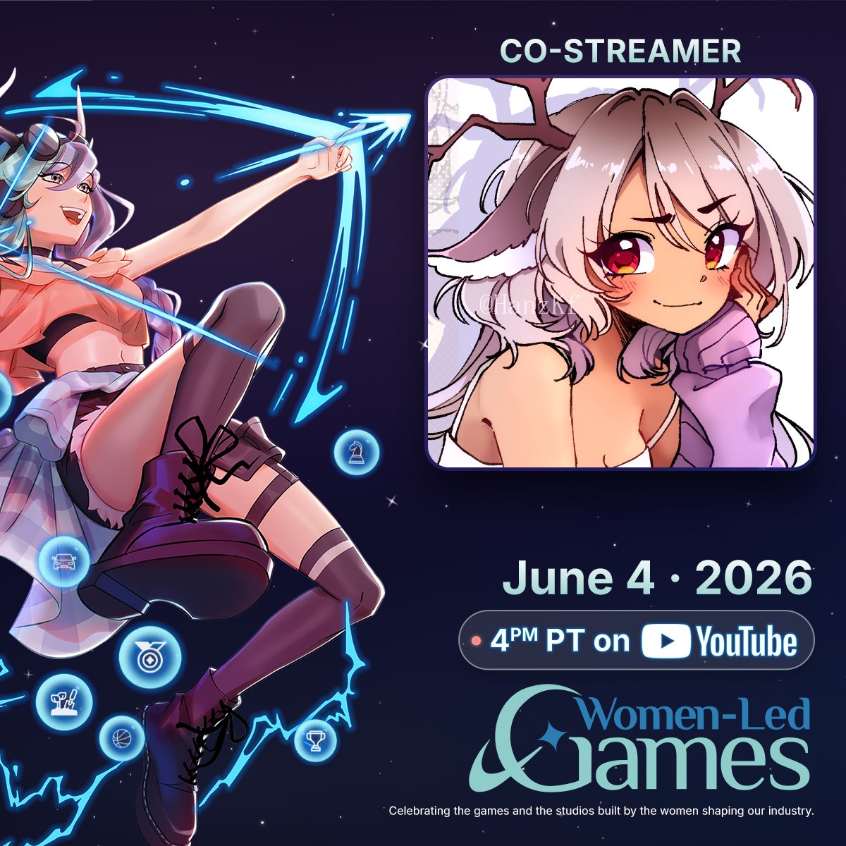 Sasajou_'s tweet photo. We're now live watching Women's led Showcase: Summer Game Fest today at 6PM CST!

@WomenLedGames #WLGxSGF26 https://t.co/n7nx32vxtd