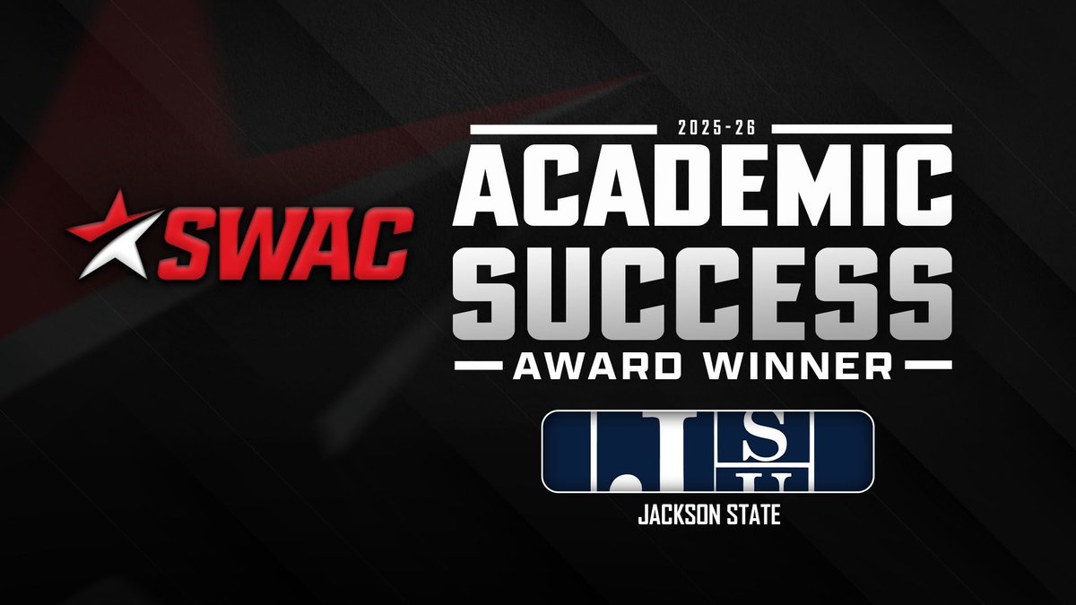 theswac's tweet photo. 🏆 Champions in the classroom

Congratulations to Jackson State, the recipient of the 2025-26 SWAC Academic Success Award! https://t.co/LQA7qhzXnF