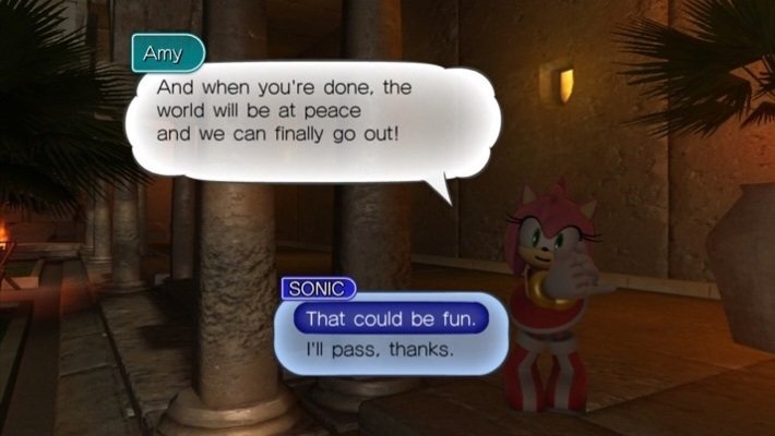 FeilexYT's tweet photo. El concepto de que en los últimos juegos escritos por el Sonic Team, hicieran como despedida que Sonic acordara con Amy tener una cita... Me tiene llorando a mares. 

Genuinamente me parece un final y despedida super buena XD https://t.co/7ZFJJuVdTf