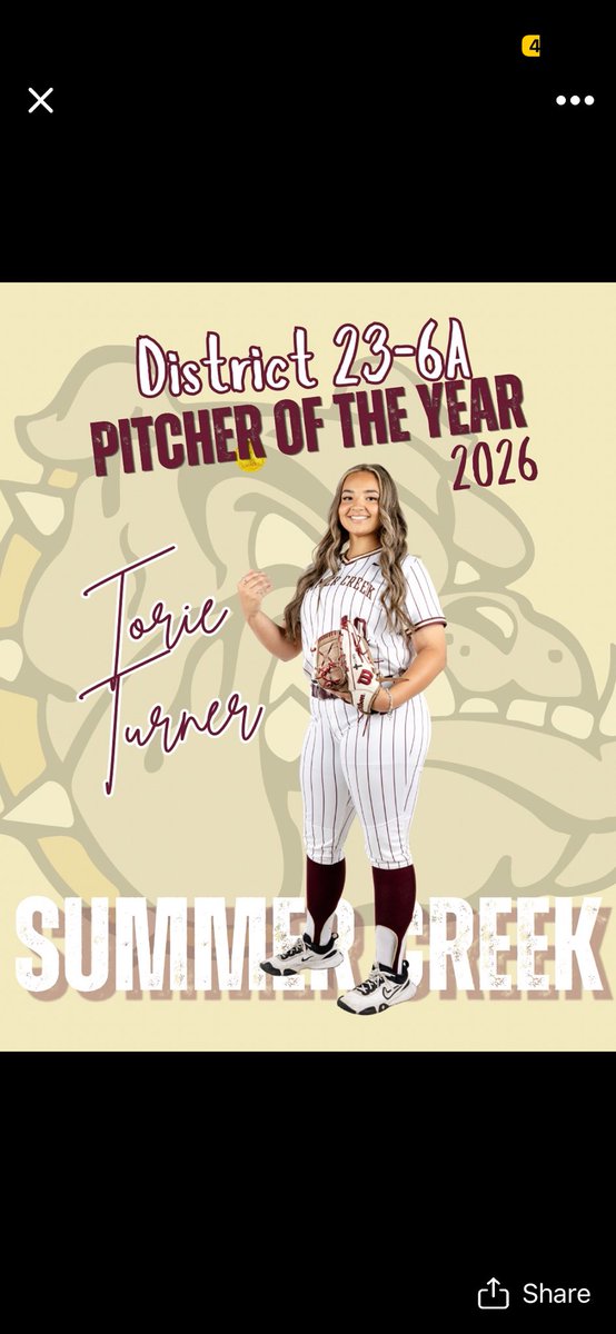Torie_Turner15's tweet photo. 2026 High school season in the books! Season didn’t end the way we wanted to but we still had a great year and i’m thankful to have received the team MVP award and the District 23-6A Pitcher of the Year! Thank you to all my teammates and coaches for making this possible!! https://t.co/kM1p4l5sNi