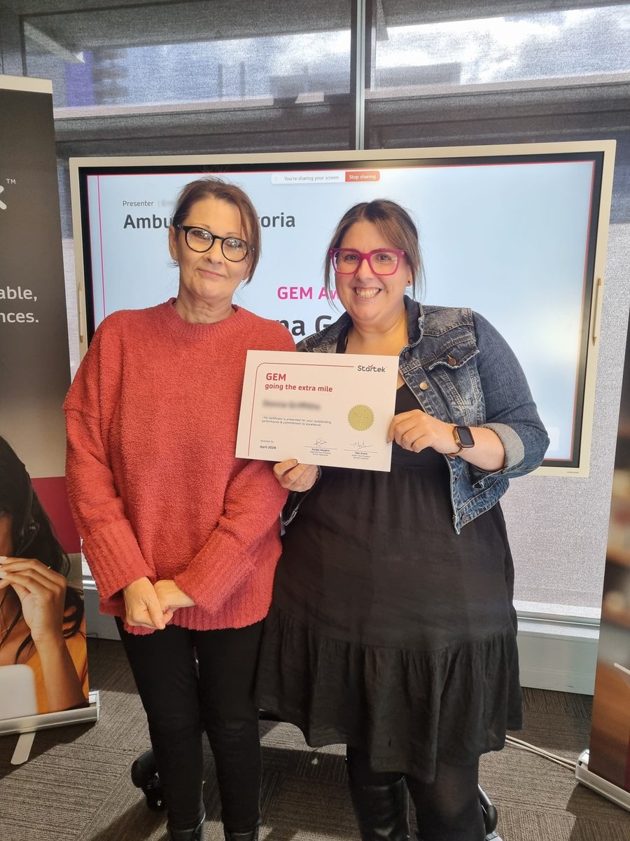 StartekAU's tweet photo. Big congrats to our May Award winners! 👏
 Celebrating our GEM (Going the Extra Mile) and Startek Ambassador Award recipients, and a special 20-year milestone! Your dedication, innovation, and standout performance continue to inspire us all. Well deserved! ⭐ https://t.co/MYMc0Pe4ty