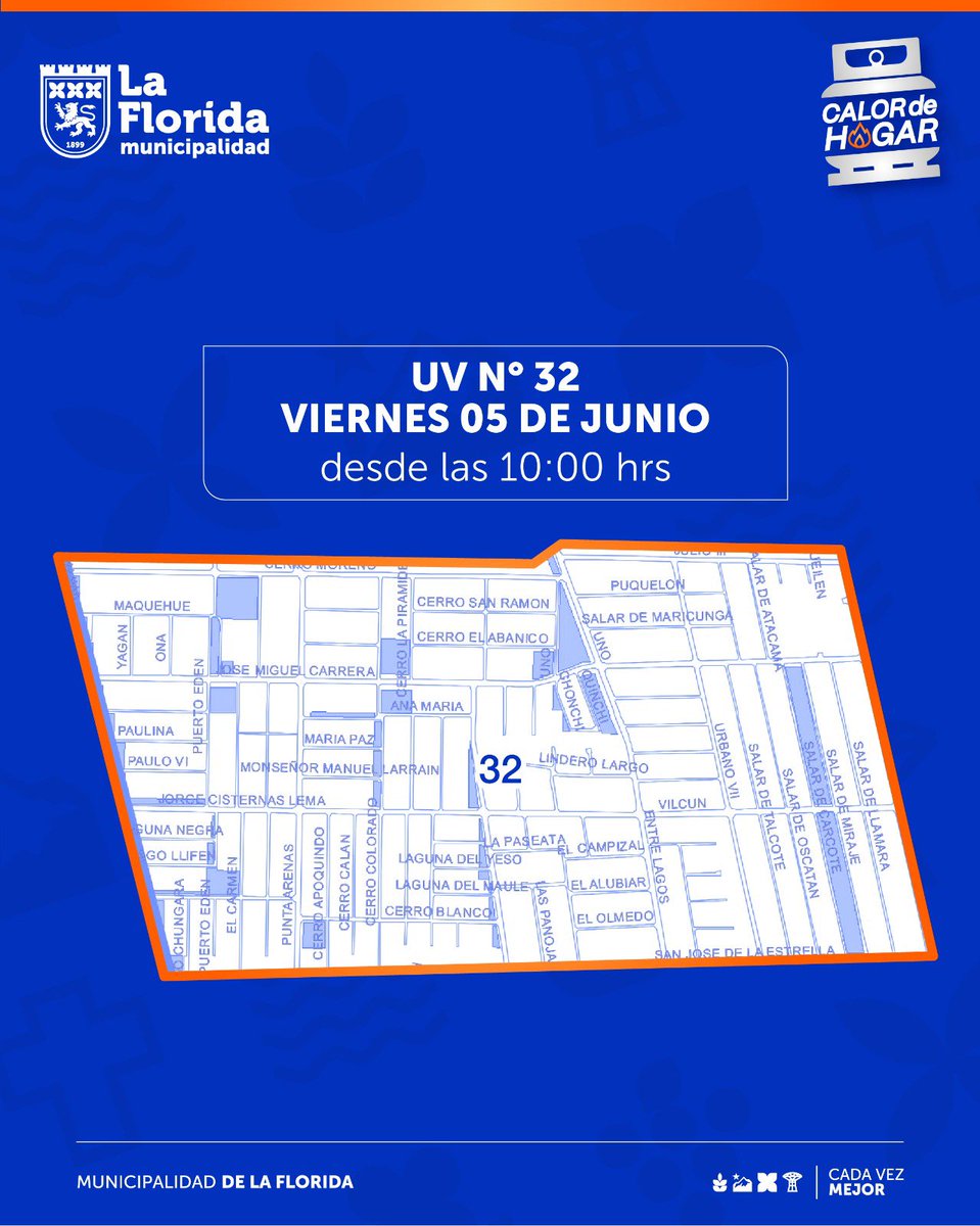 MuniLaFlorida's tweet photo. En La Florida sabemos lo que es el #CalorDeHogar ❤️‍🔥

Este viernes 5 de junio seguiremos repartiendo el primer vale en las Unidades Vecinales 29 y 32 (completas).

👉🏼 Recuerda que puedes revisar los mapas en mejor calidad en https://t.co/QST6229hZd 

#CadaVezMejor 💚 https://t.co/wIeVvp1FS3